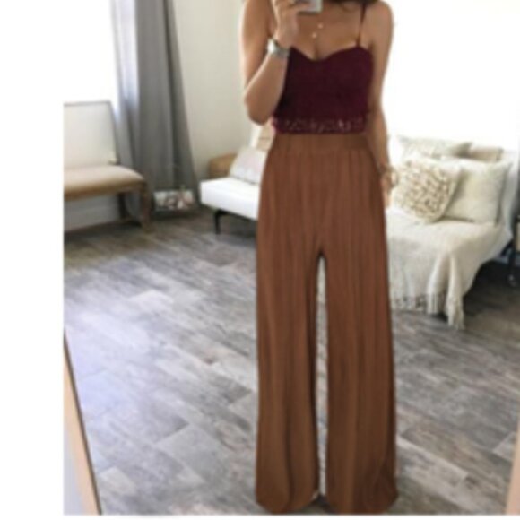 Zara | Brown Pleated Palazzo Pants |‎ Size Small Women's - Picture 10 of 12